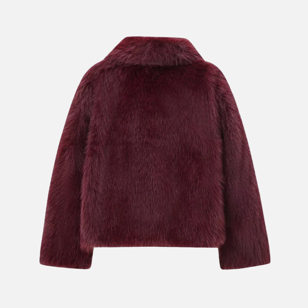 Casaco Feminino de Pelo Sintético com Gola Lapela e Textura Macia – Chapitre