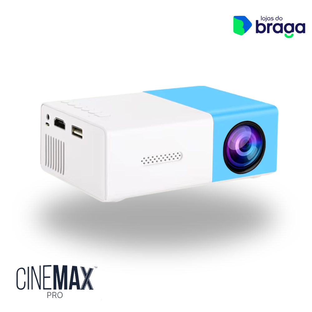 CineMax PRO™ - Mini Projetor Portátil 4K HD + Tela 200 Polegadas (Brinde)