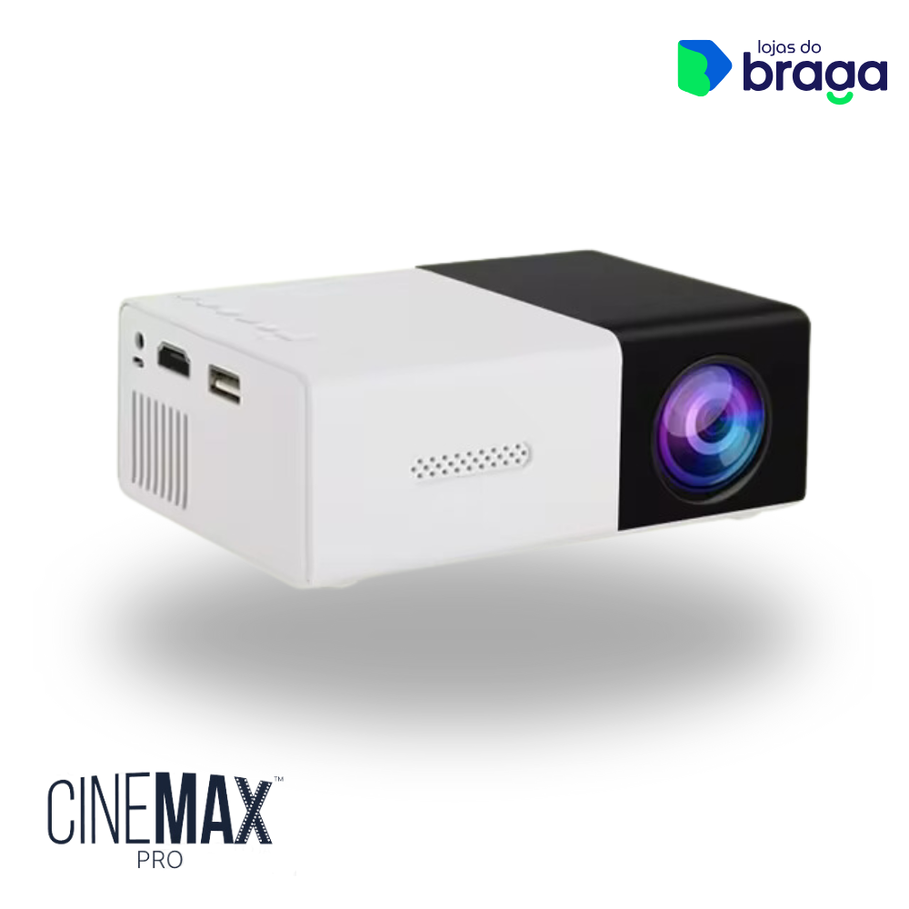 CineMax PRO™ - Mini Projetor Portátil 4K HD + Tela 200 Polegadas (Brinde)