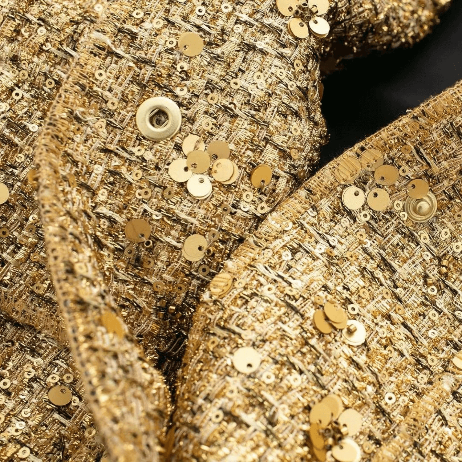 Casaco Dourado de Tweed com Brilho para Festa – Jolivet