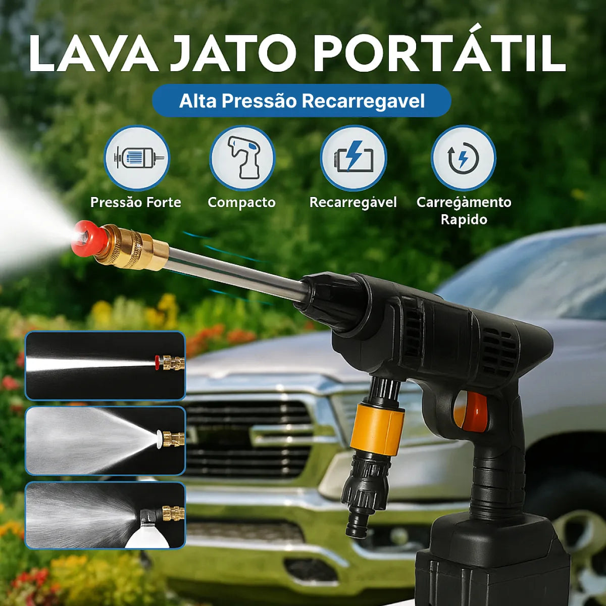 Lava Jato Portátil Alta Pressao Lavadora 2 Baterias + Maleta Preto - BRINDE! 🔥