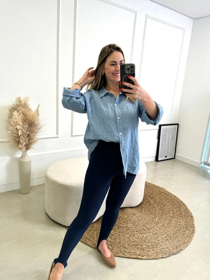 Calça Canelada com Pezinho e blackout