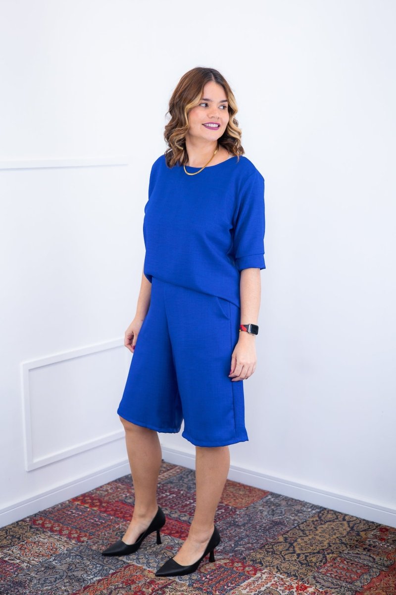 Conjunto Dulce – Blusa Oversized e Bermuda com Bolsos em Linho Light