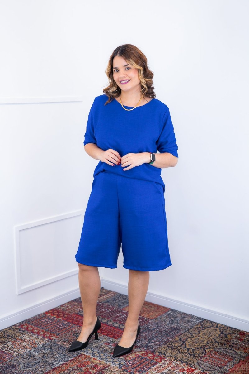 Conjunto Dulce – Blusa Oversized e Bermuda com Bolsos em Linho Light