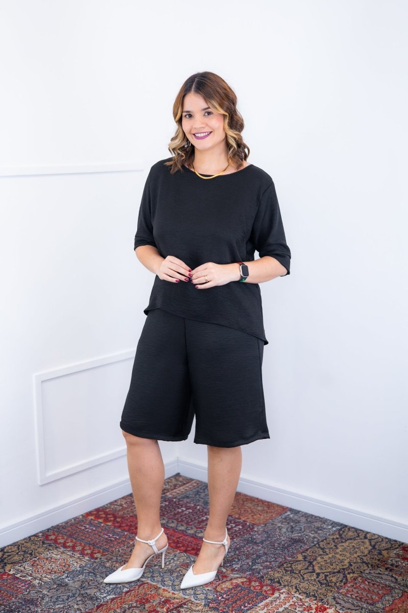 Conjunto Dulce – Blusa Oversized e Bermuda com Bolsos em Linho Light