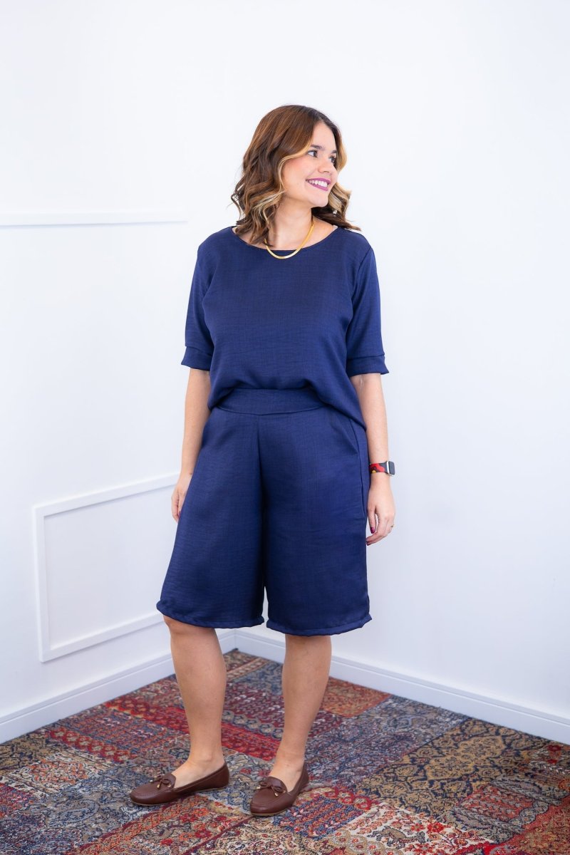 Conjunto Dulce – Blusa Oversized e Bermuda com Bolsos em Linho Light