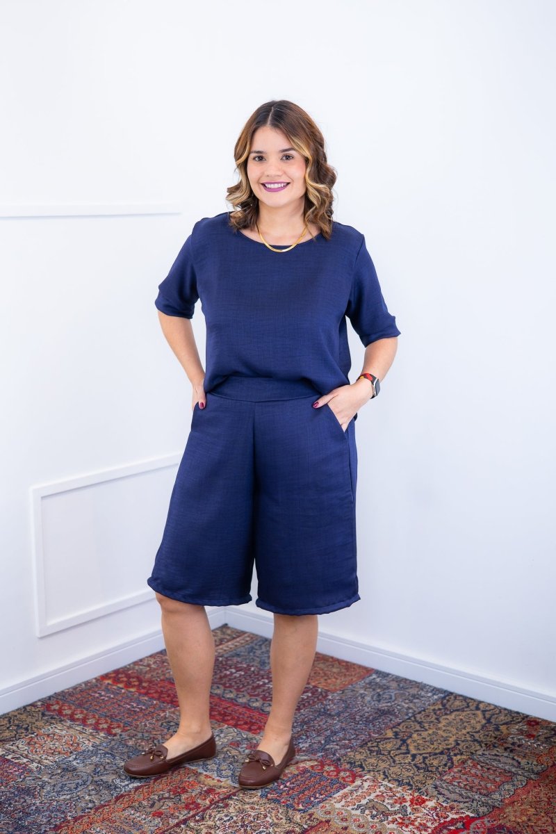 Conjunto Dulce – Blusa Oversized e Bermuda com Bolsos em Linho Light