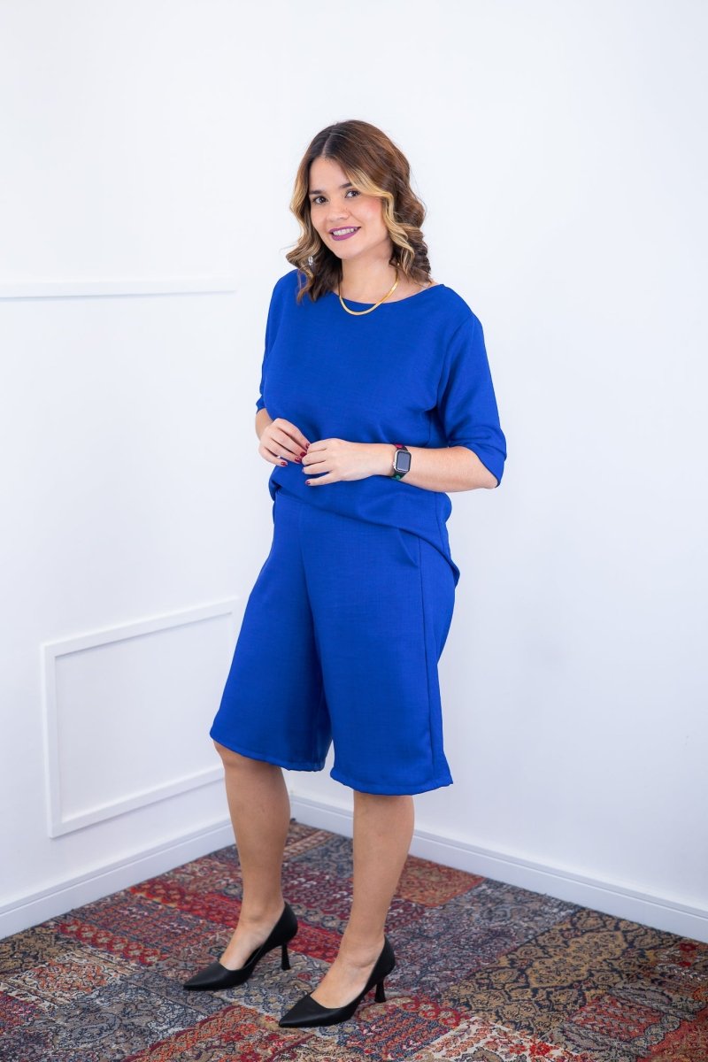 Conjunto Dulce – Blusa Oversized e Bermuda com Bolsos em Linho Light