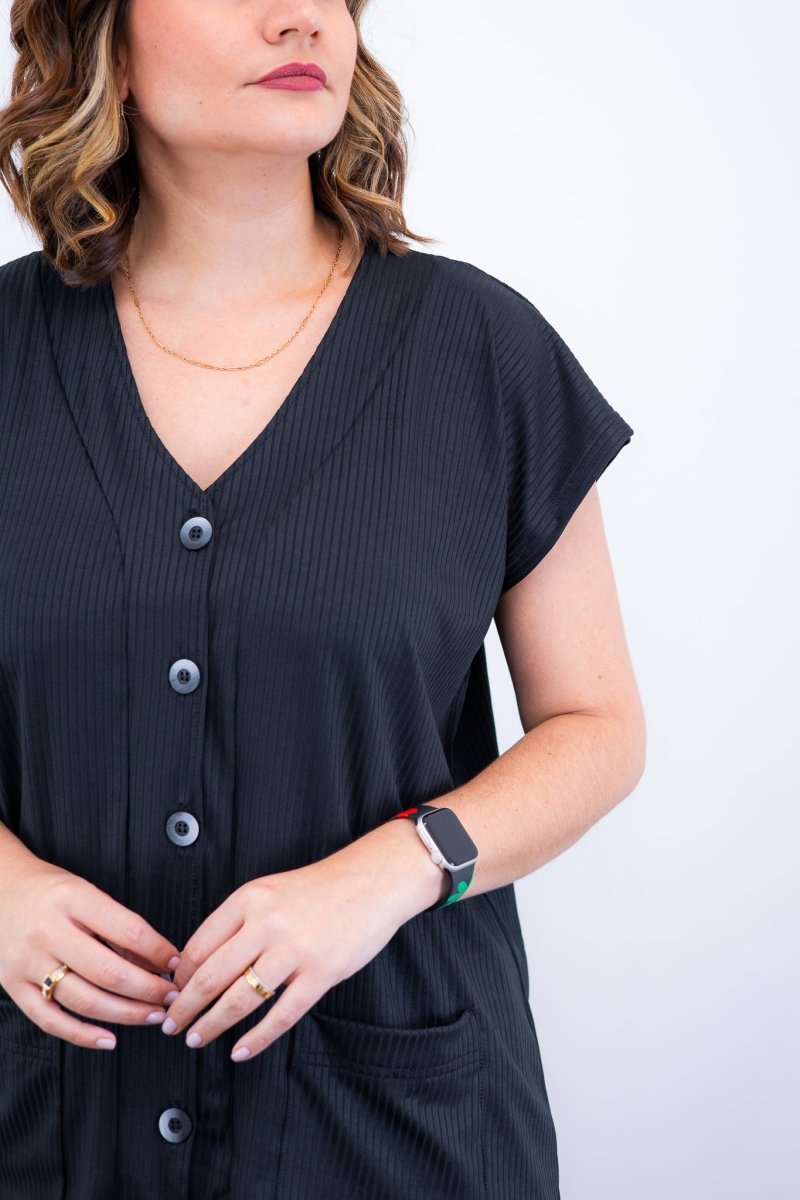 Conjunto Itália - Em Malha Canelada com Colete de Botões e Calça Pantalona