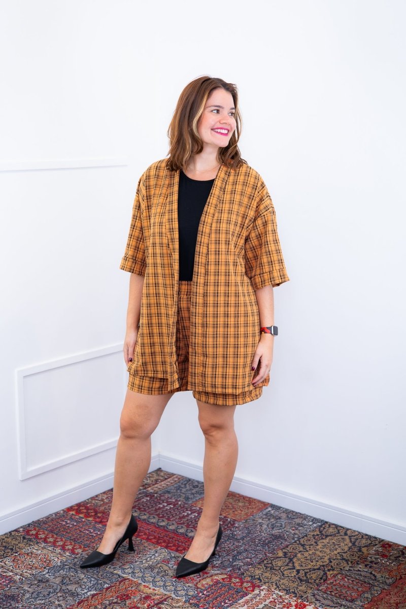 Conjunto Kimono Dora - Oversized Estampado e Bermuda em Crepe