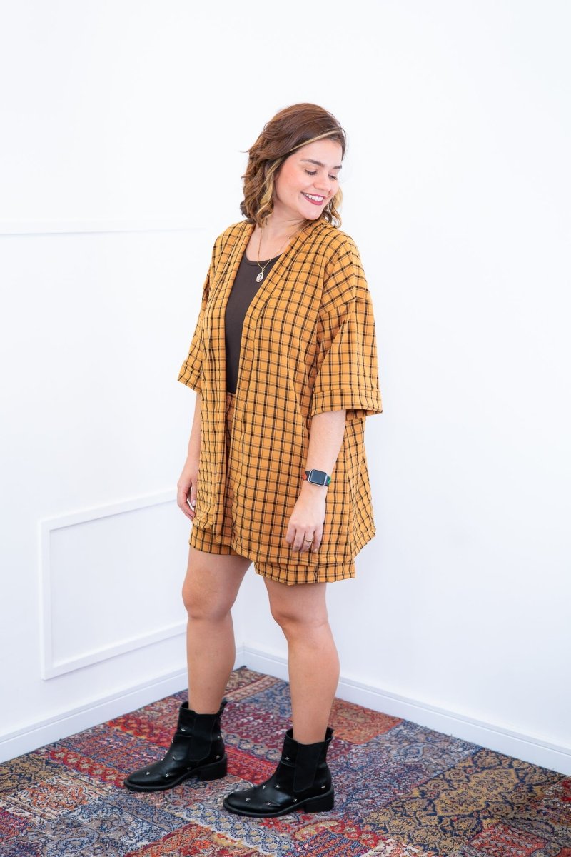 Conjunto Kimono Dora - Oversized Estampado e Bermuda em Crepe