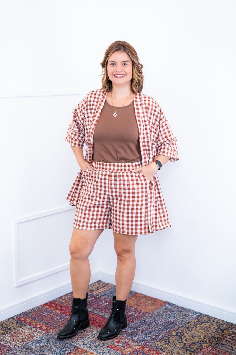 Conjunto Kimono Dora - Oversized Estampado e Bermuda em Crepe