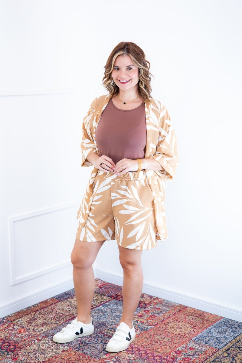 Conjunto Kimono Dora - Oversized Estampado e Bermuda em Crepe