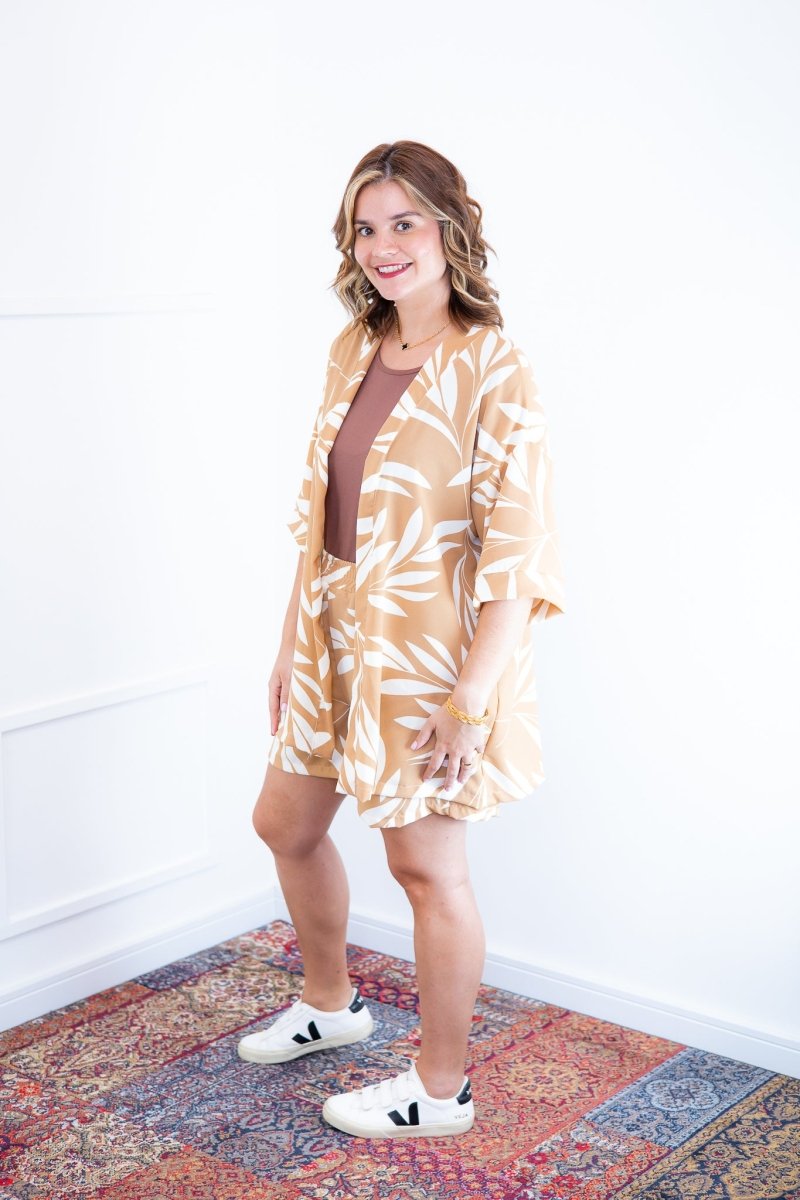 Conjunto Kimono Dora - Oversized Estampado e Bermuda em Crepe