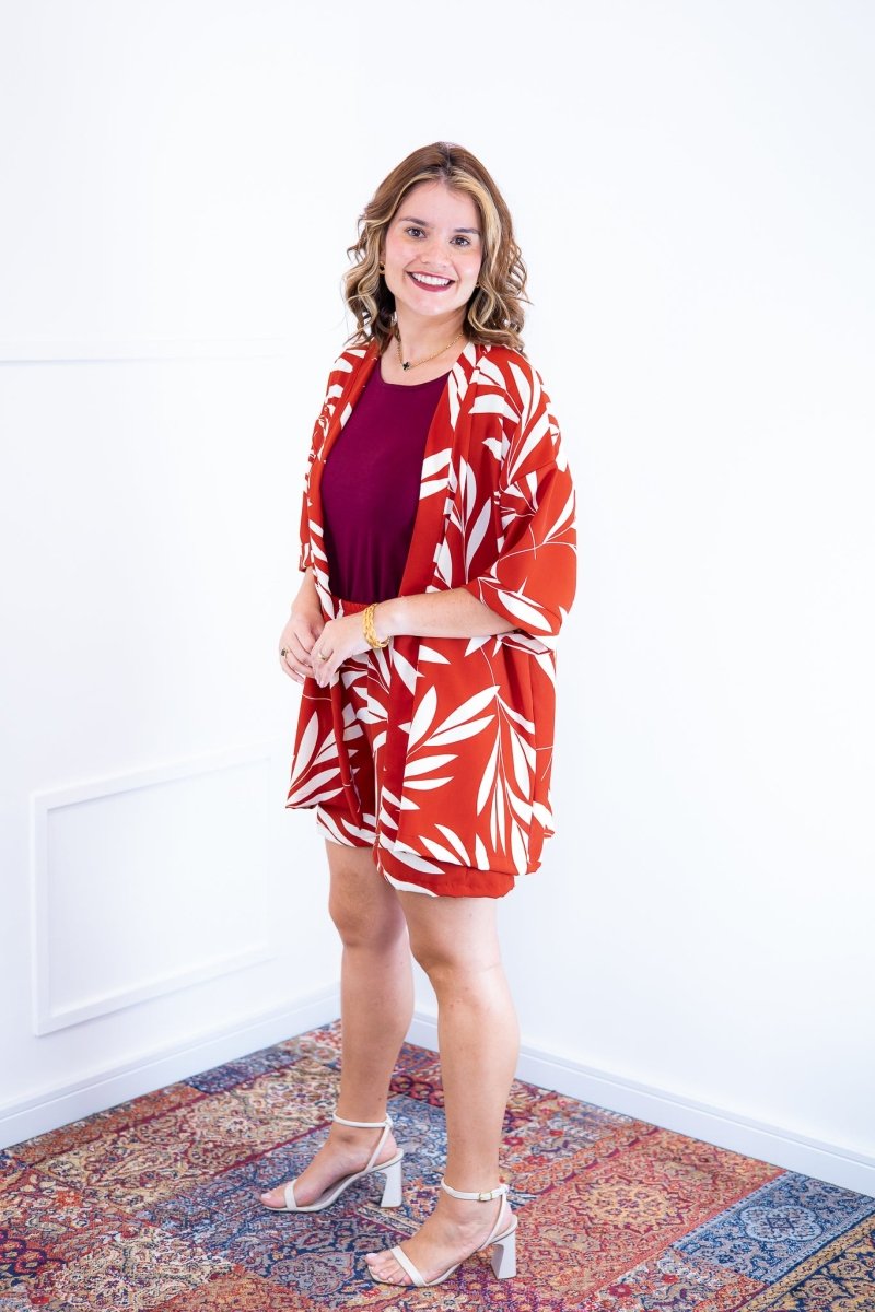 Conjunto Kimono Dora - Oversized Estampado e Bermuda em Crepe