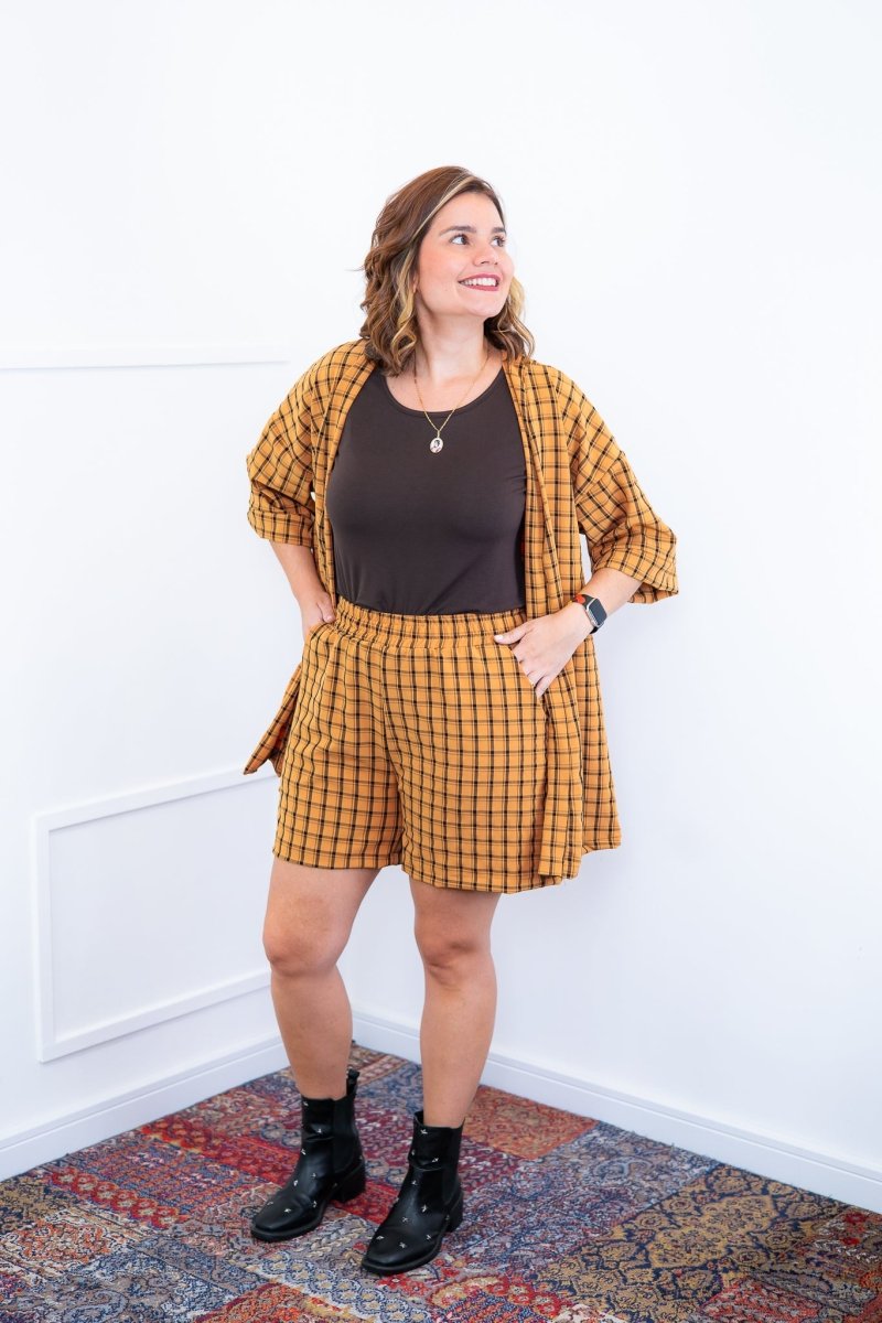 Conjunto Kimono Dora - Oversized Estampado e Bermuda em Crepe