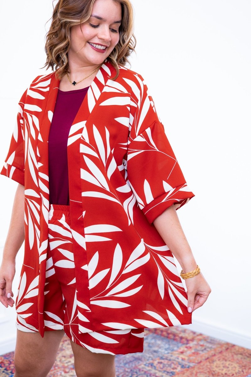 Conjunto Kimono Dora - Oversized Estampado e Bermuda em Crepe