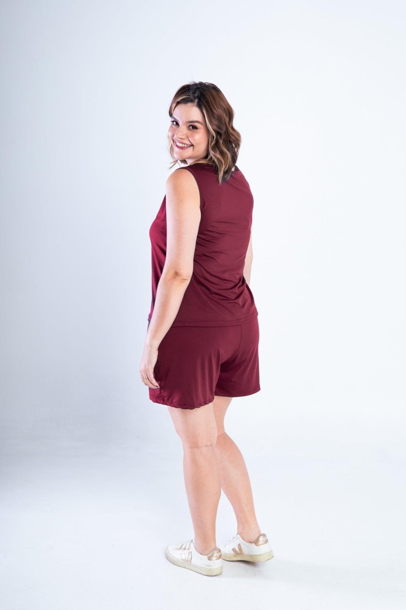 Conjunto Olivia - Bermudinha e Blusa Regata em Malha Confort