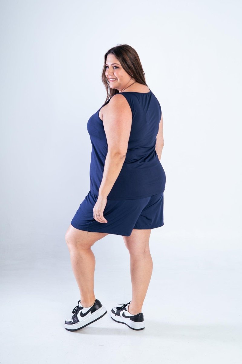 Conjunto Olivia - Bermudinha e Blusa Regata em Malha Confort