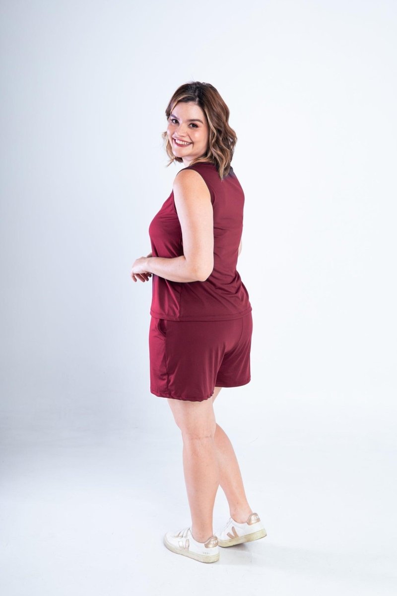 Conjunto Olivia - Bermudinha e Blusa Regata em Malha Confort