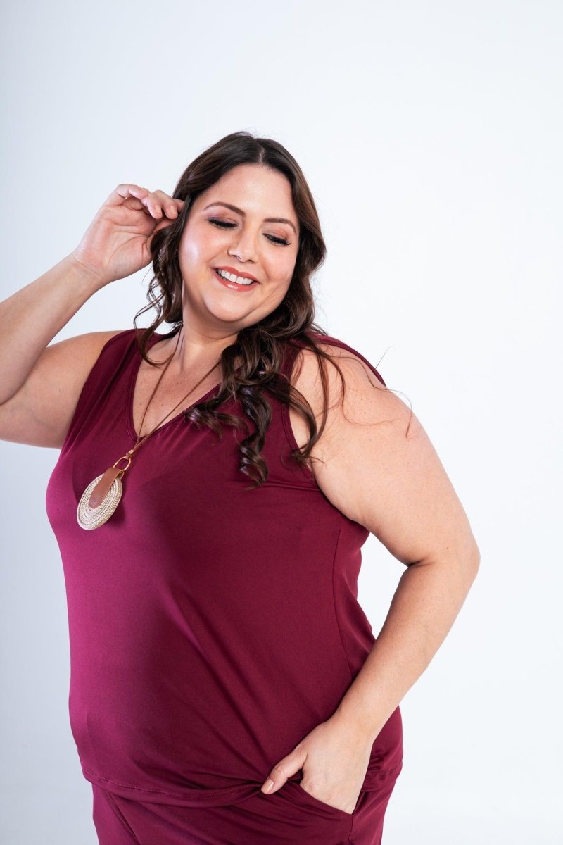 Conjunto Olivia - Bermudinha e Blusa Regata em Malha Confort