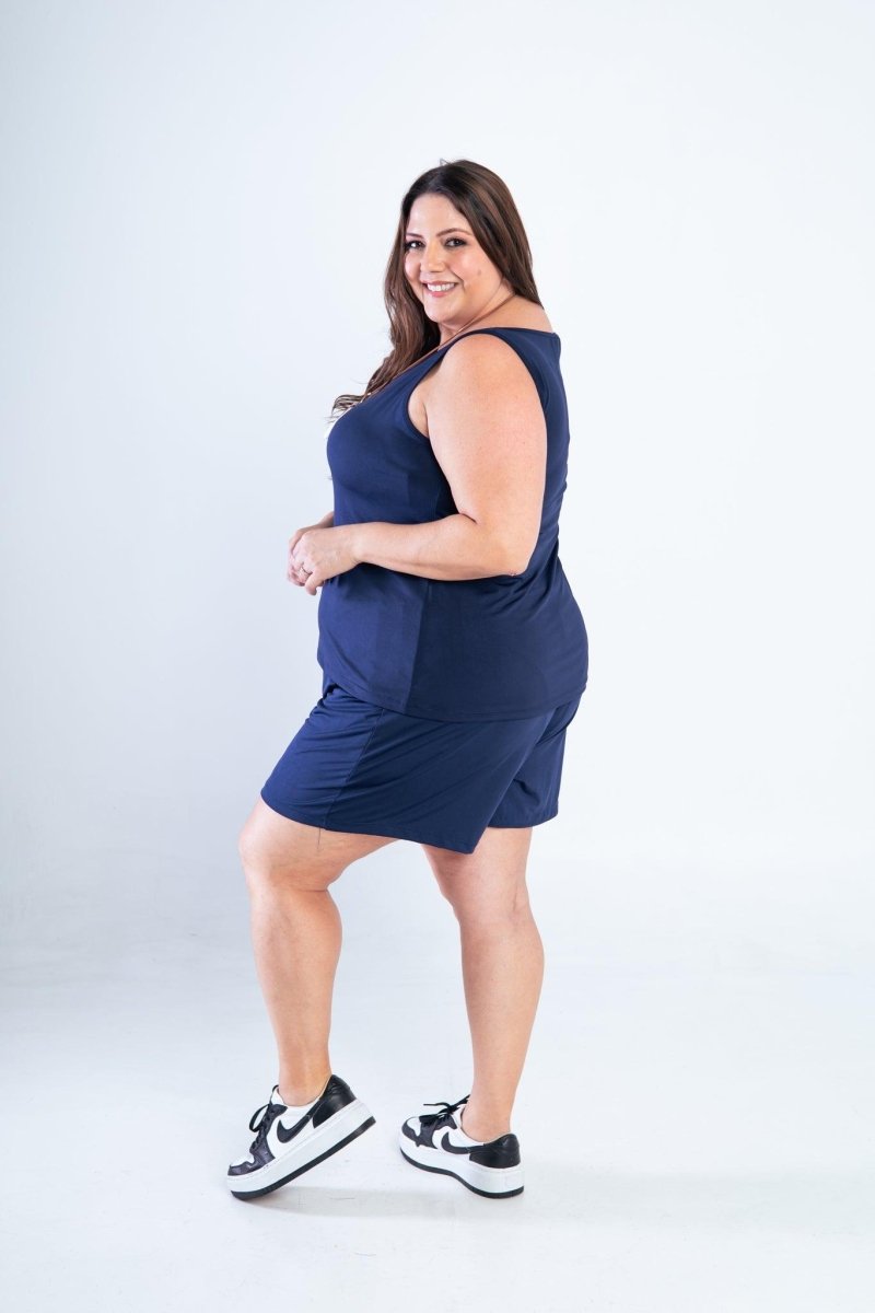 Conjunto Olivia - Bermudinha e Blusa Regata em Malha Confort