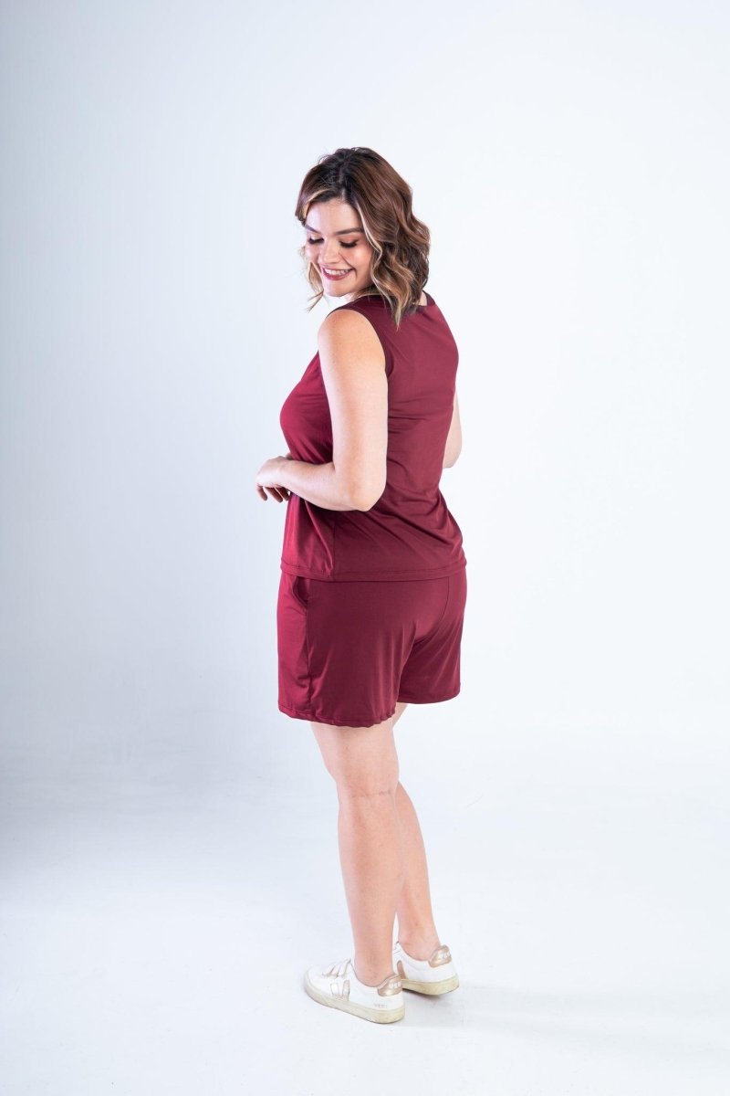 Conjunto Olivia - Bermudinha e Blusa Regata em Malha Confort