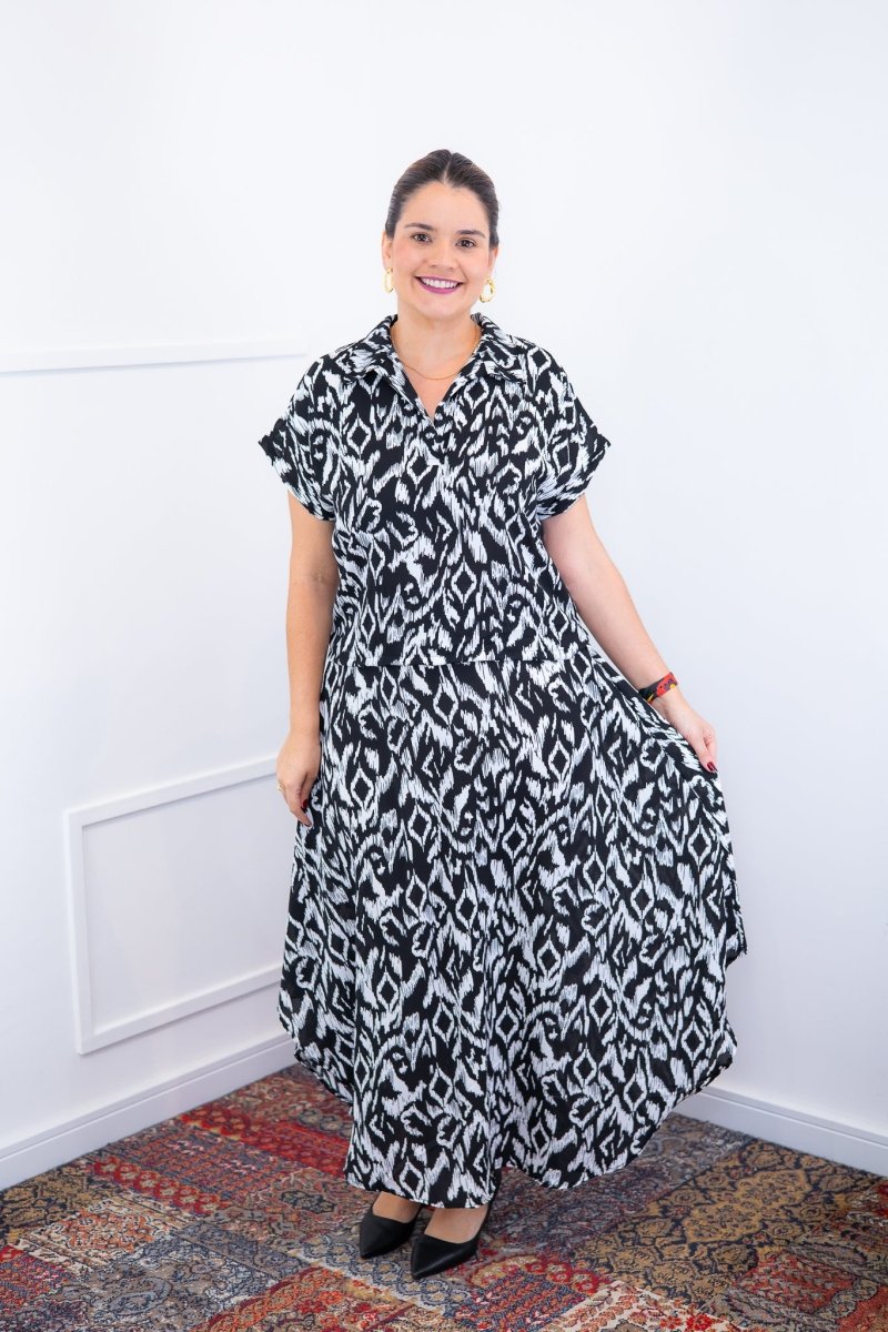 Conjunto Rio – Saia Longa e Blusa com Decote V em Crepe com Caimento Fluido