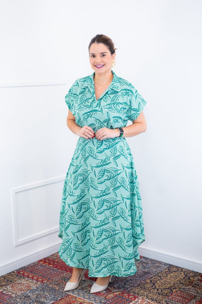 Conjunto Rio – Saia Longa e Blusa com Decote V em Crepe com Caimento Fluido