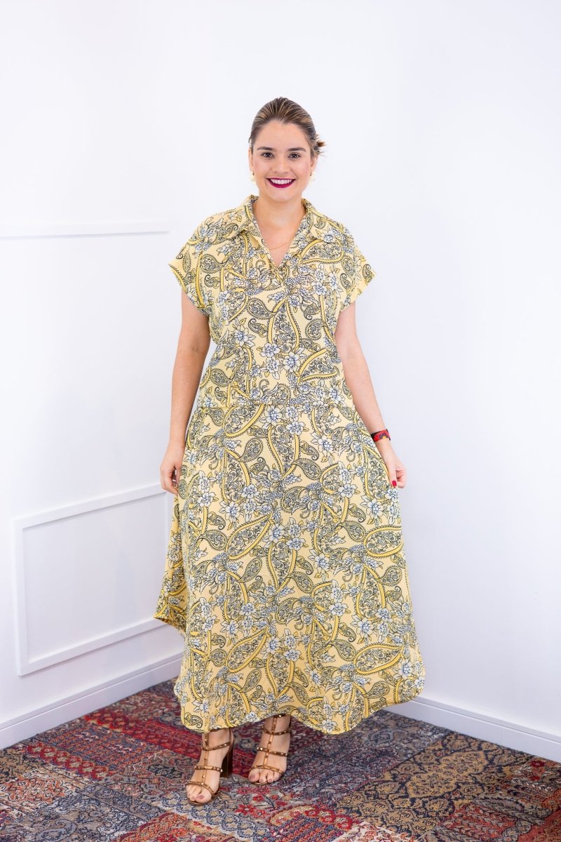 Conjunto Rio – Saia Longa e Blusa com Decote V em Crepe com Caimento Fluido