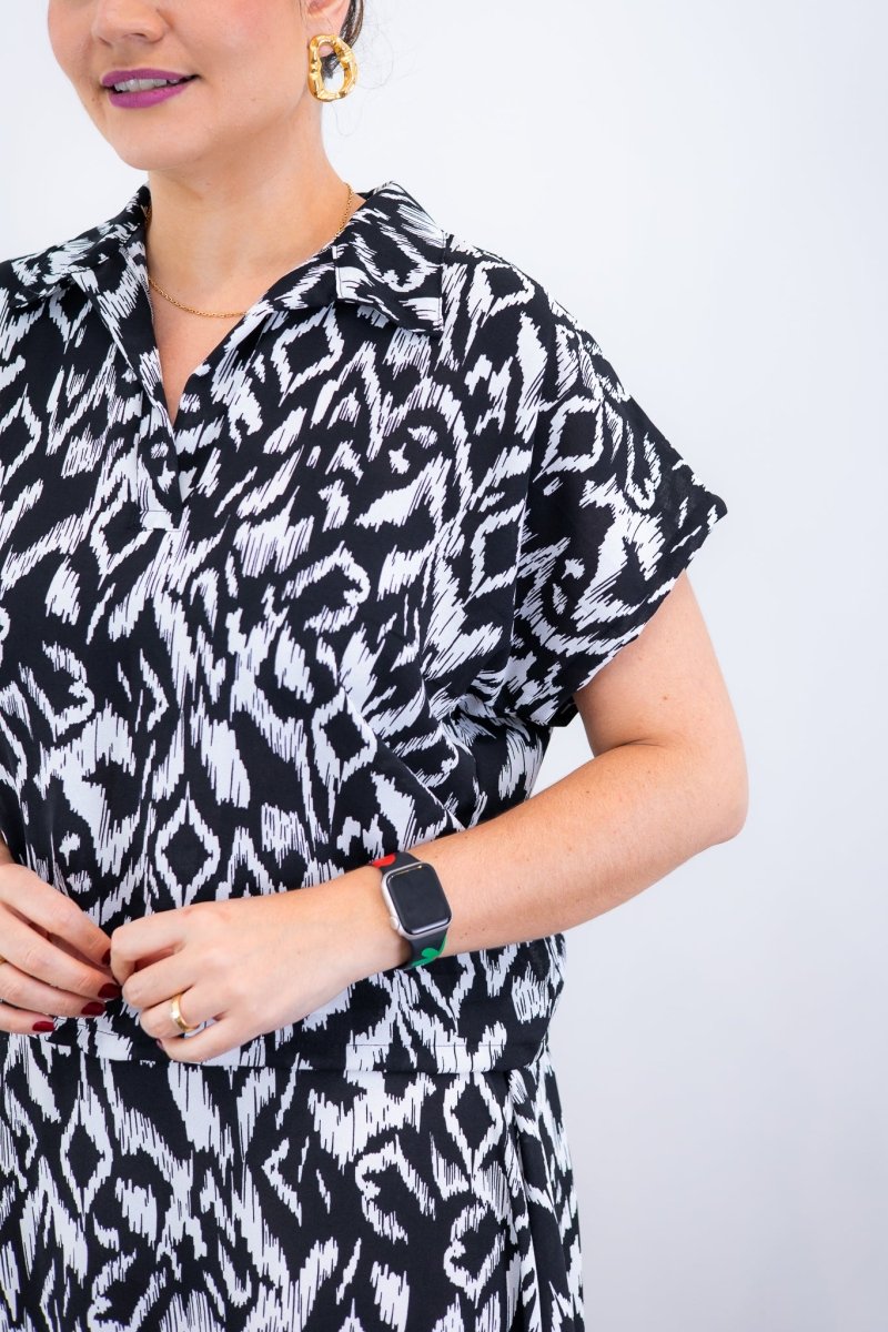 Conjunto Rio – Saia Longa e Blusa com Decote V em Crepe com Caimento Fluido