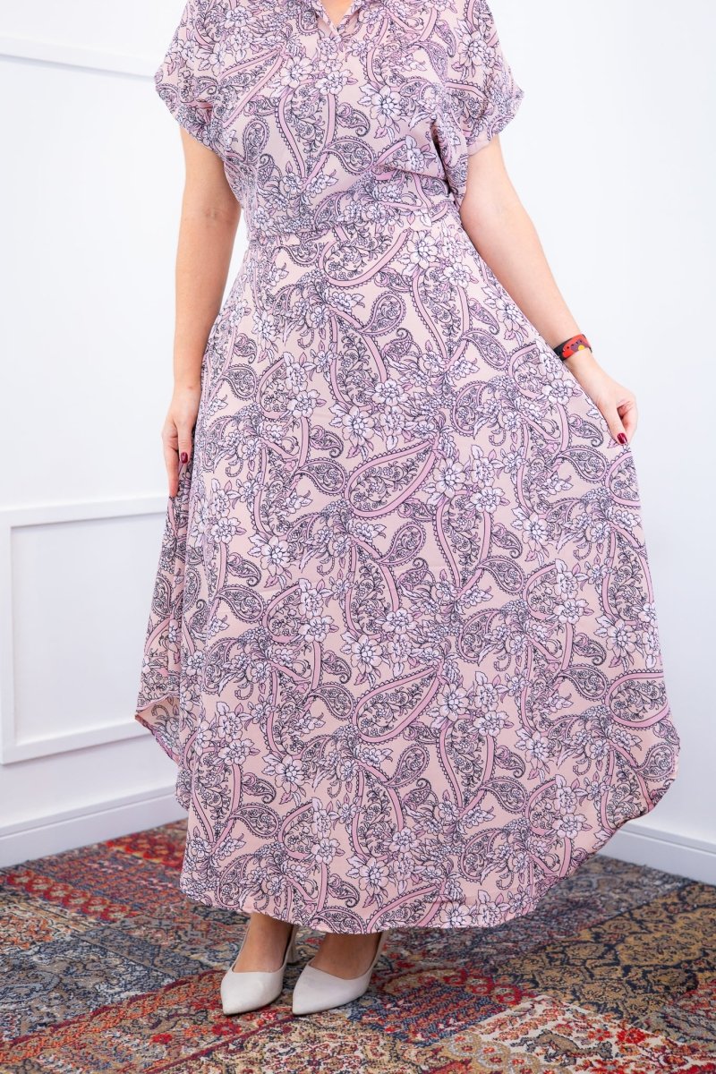 Conjunto Rio – Saia Longa e Blusa com Decote V em Crepe com Caimento Fluido