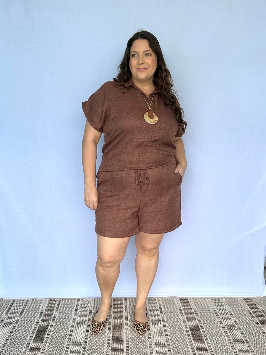 Conjunto Salvador - Bermuda e Blusa em Linho Light