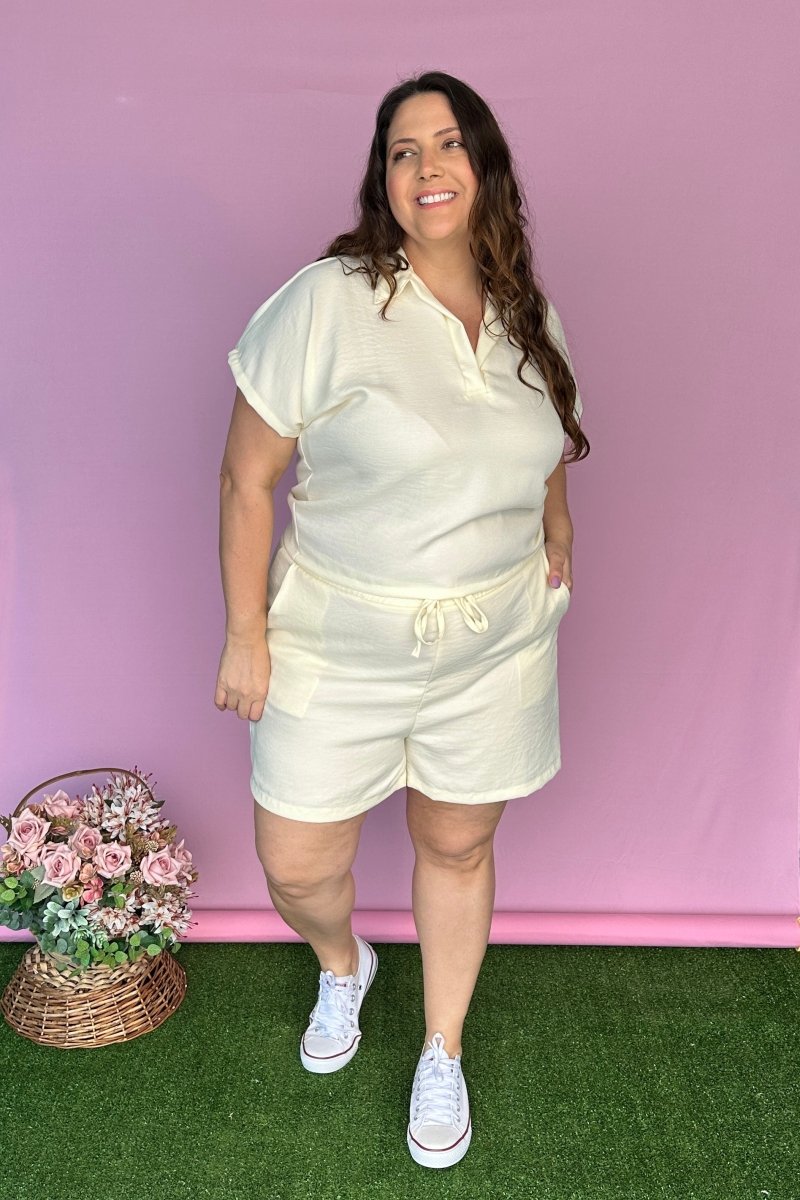 Conjunto Salvador - Bermuda e Blusa em Linho Light