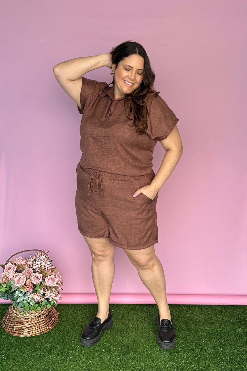 Conjunto Salvador - Bermuda e Blusa em Linho Light