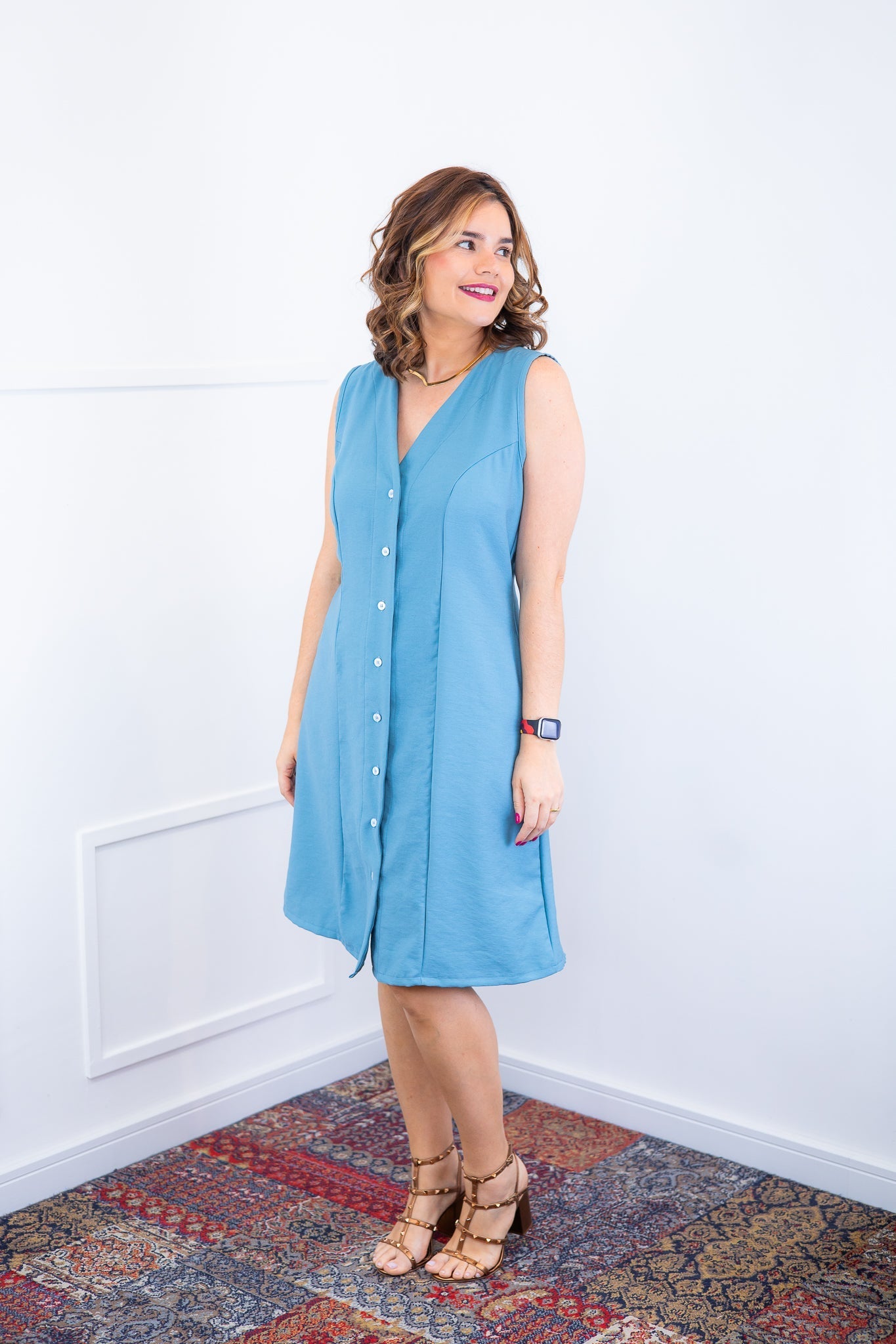 Vestido Vanessa – Midi Regata Ajustável em Viscose Marrant