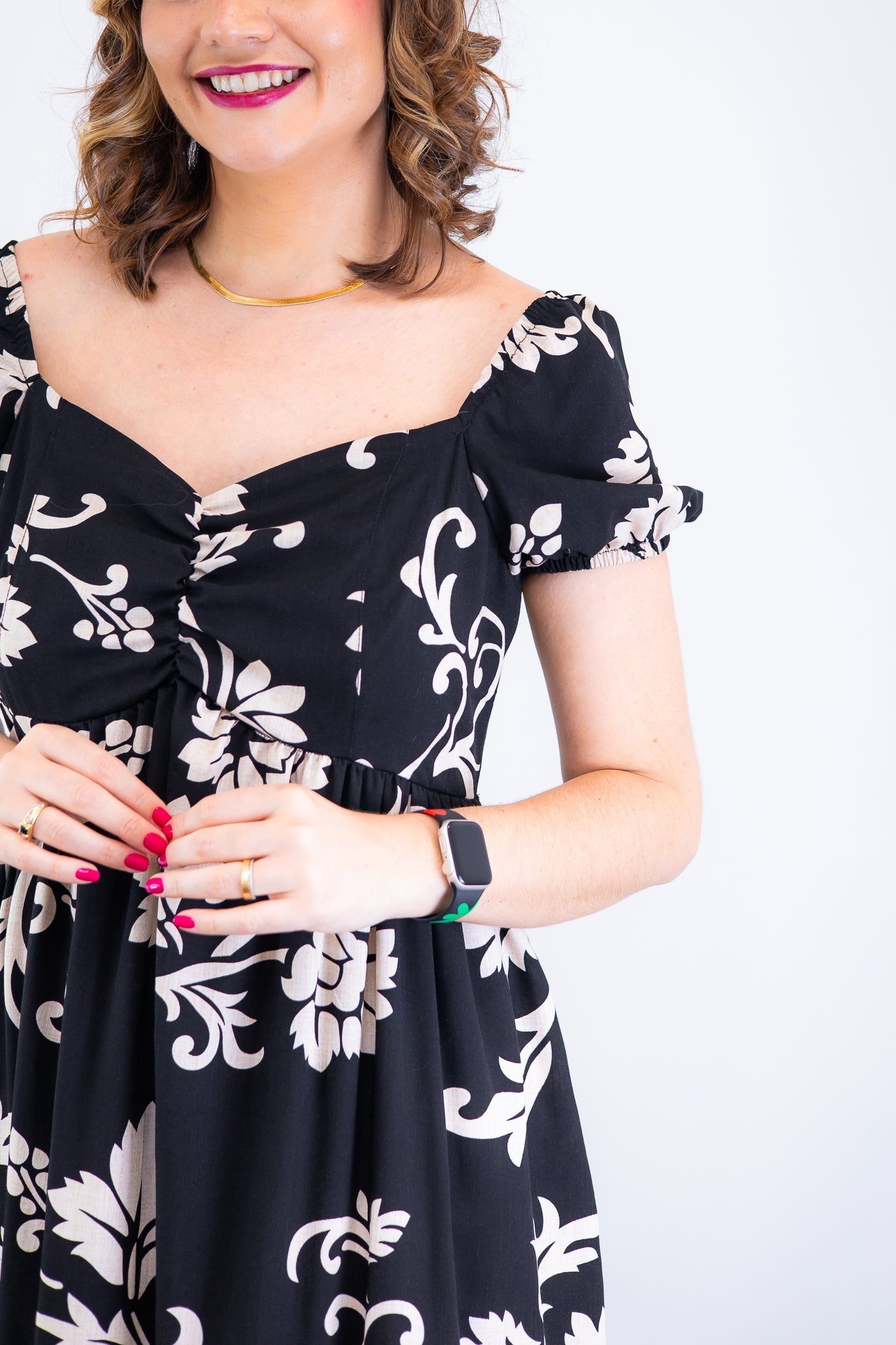 Vestido Longo Cecília – Manga Ciganinha em Viscolinho com Bolsos Laterais