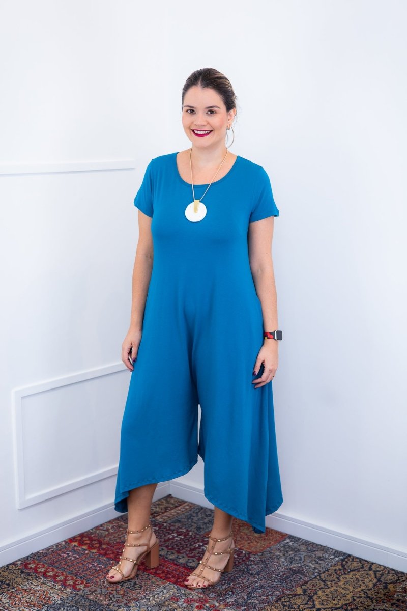 Macacão Origem - Gola Redonda com Barra Triangular em Viscolycra