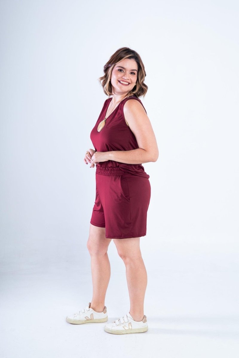 Conjunto Olivia - Bermudinha e Blusa Regata em Malha Confort