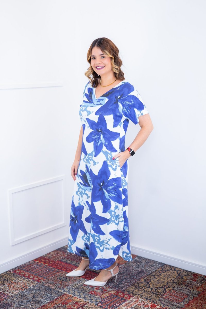 Vestido Antonella – Decote V com Fendas Laterais em Malha Confort Deluxe