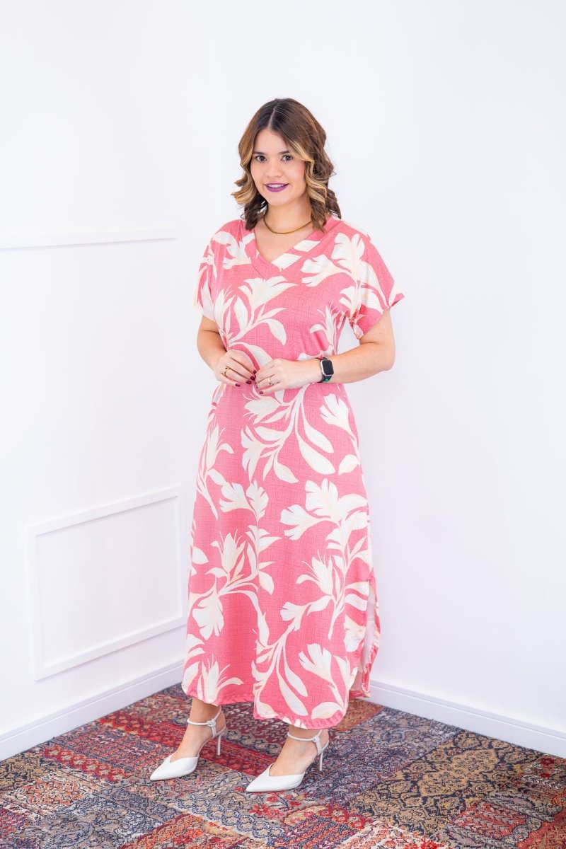 Vestido Antonella – Decote V com Fendas Laterais em Malha Confort Deluxe