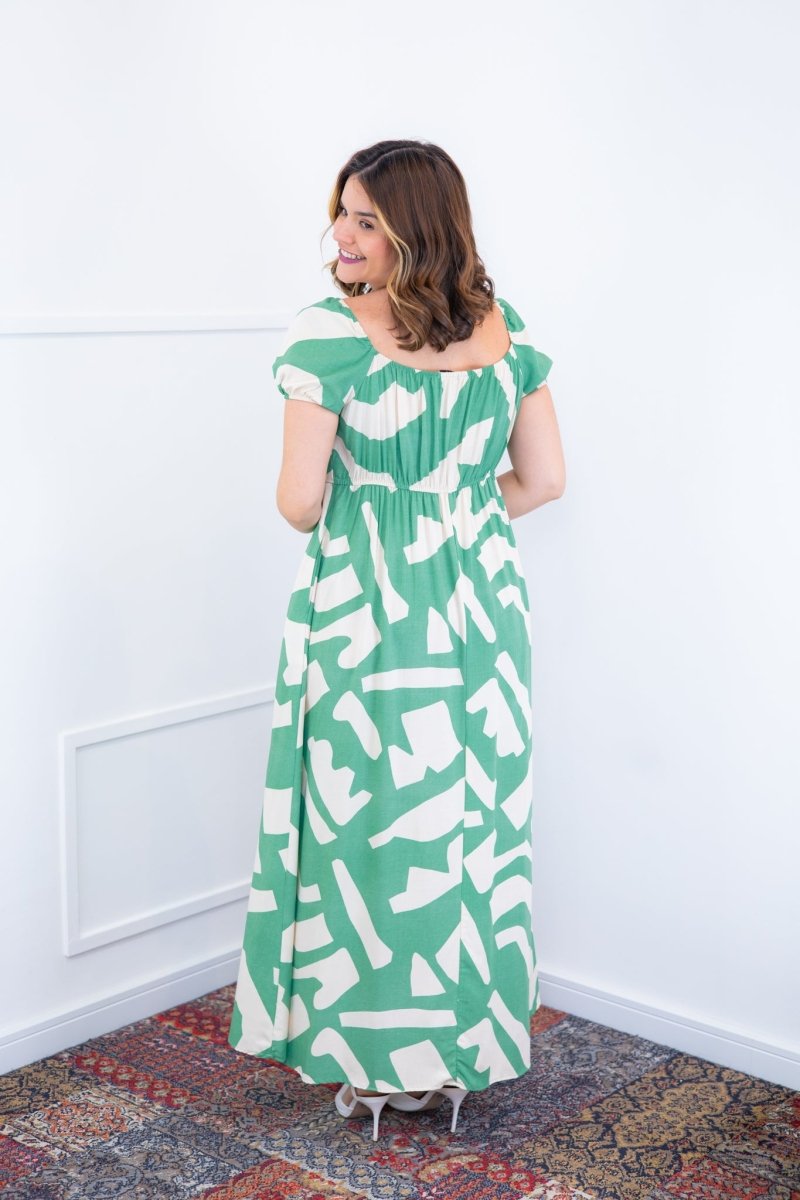 Vestido Longo Cecília – Manga Ciganinha em Viscolinho com Bolsos Laterais