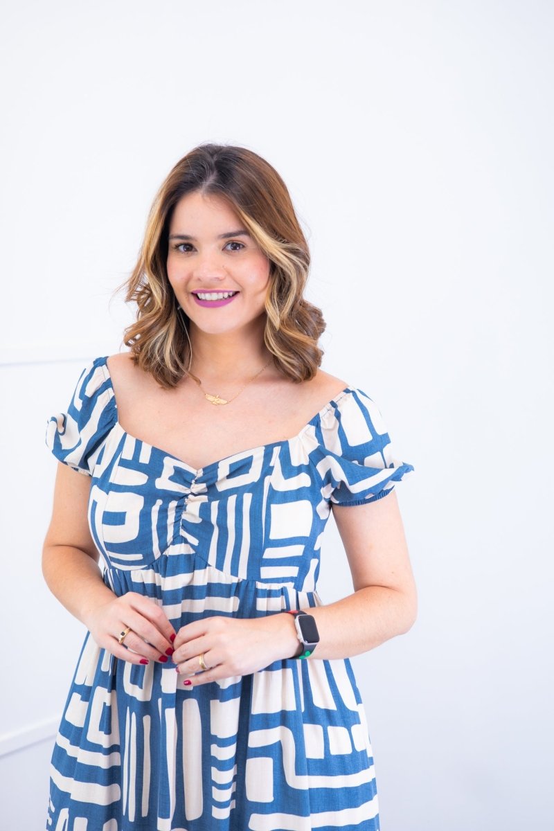 Vestido Longo Cecília – Manga Ciganinha em Viscolinho com Bolsos Laterais