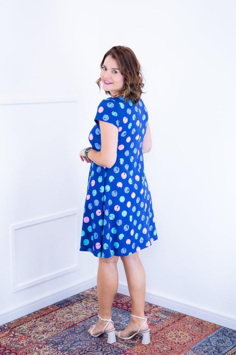 Vestido Melissa - Gola Redonda Acinturado em Viscolycra Aquarela