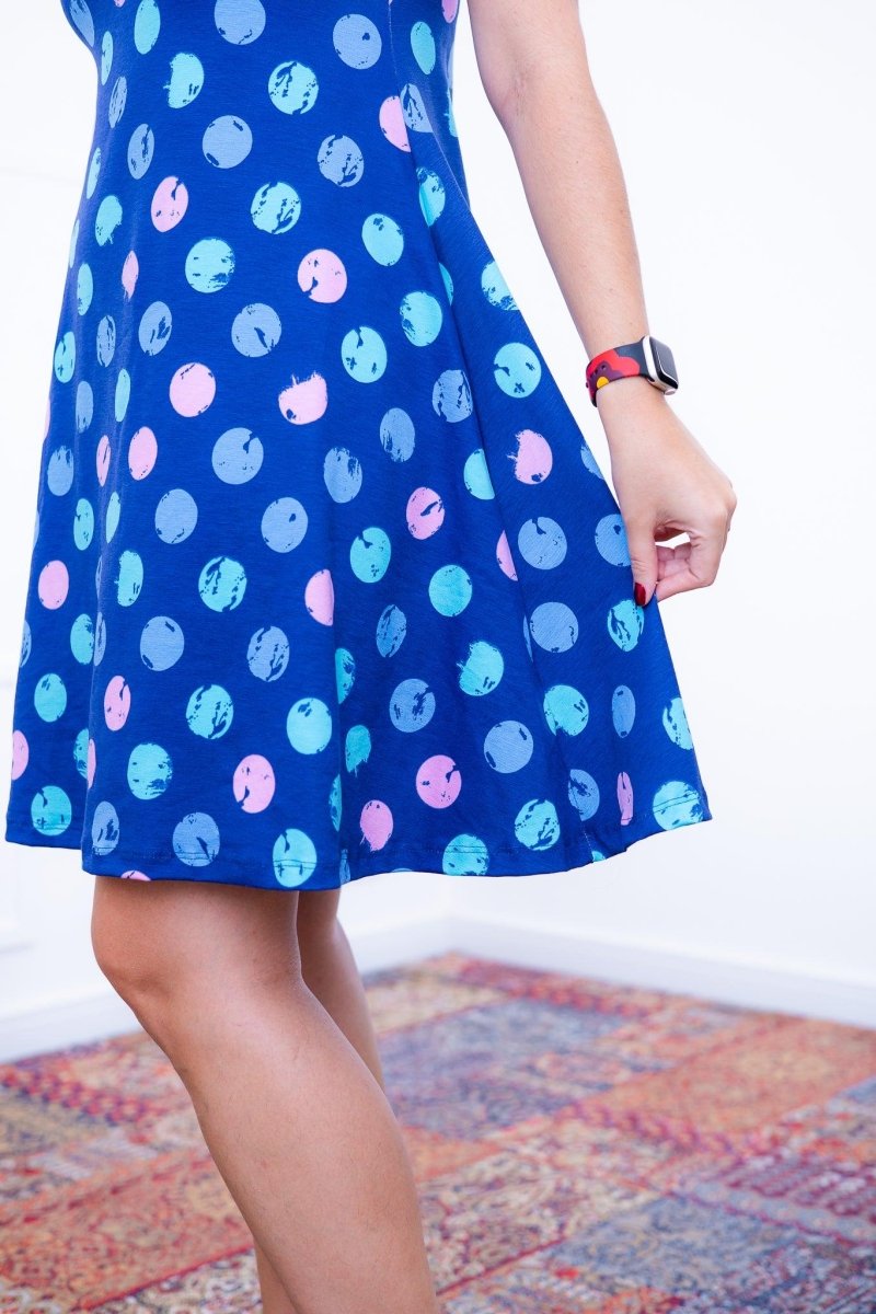 Vestido Melissa - Gola Redonda Acinturado em Viscolycra Aquarela