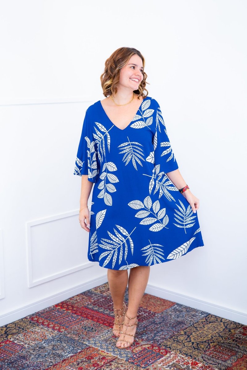 Vestido Sabrina - Decote V Manga Morcego em Viscolinho