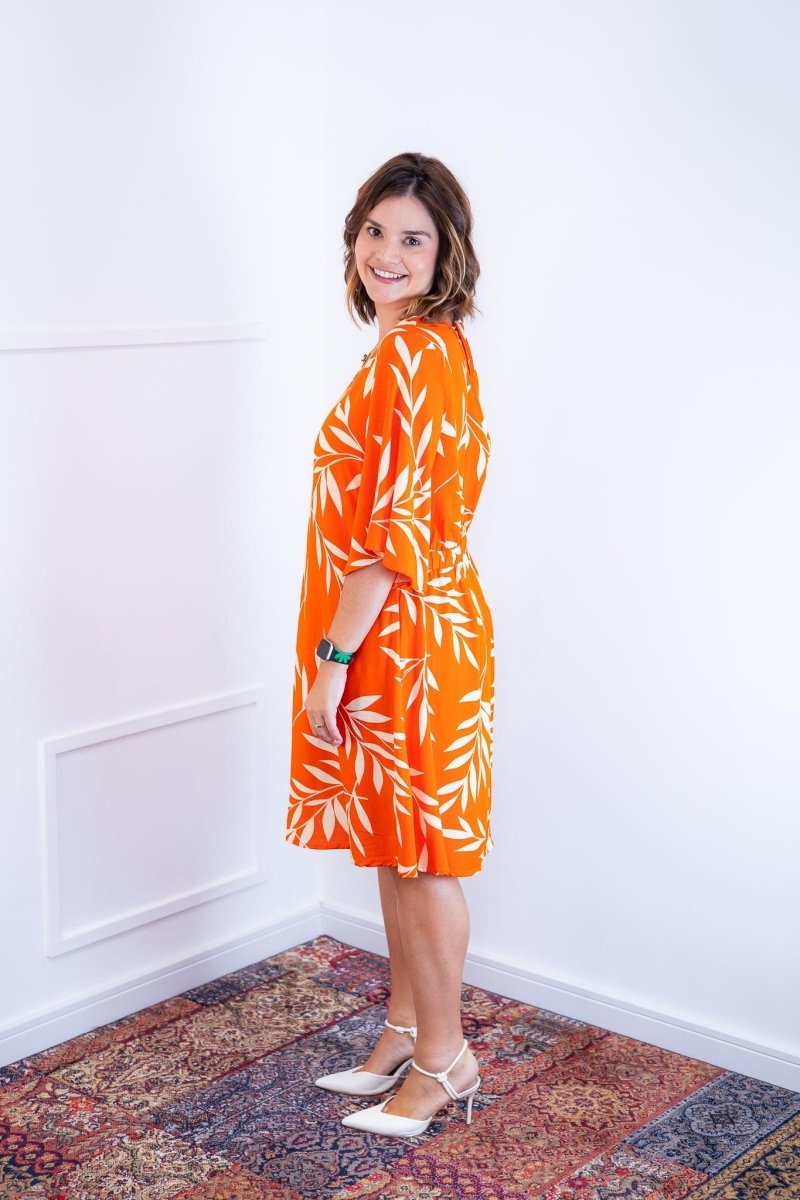 Vestido Sabrina - Decote V Manga Morcego em Viscolinho