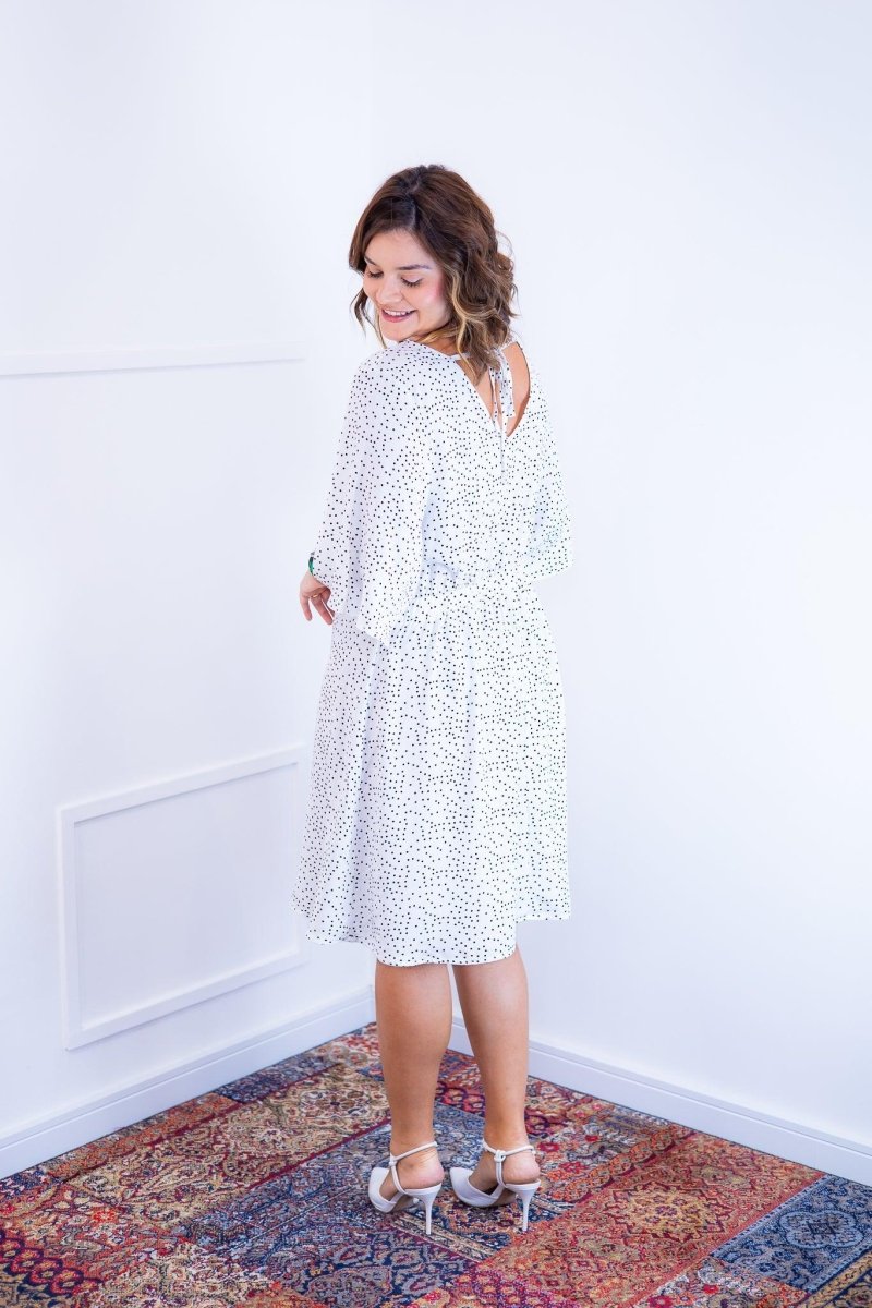 Vestido Sabrina - Decote V Manga Morcego em Viscolinho