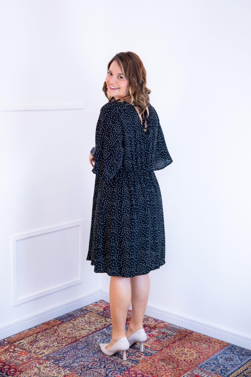 Vestido Sabrina - Decote V Manga Morcego em Viscolinho