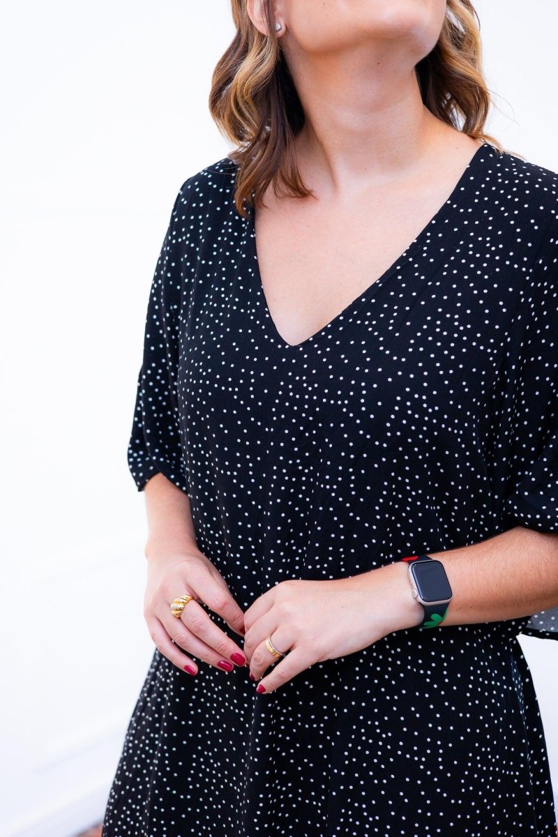 Vestido Sabrina - Decote V Manga Morcego em Viscolinho